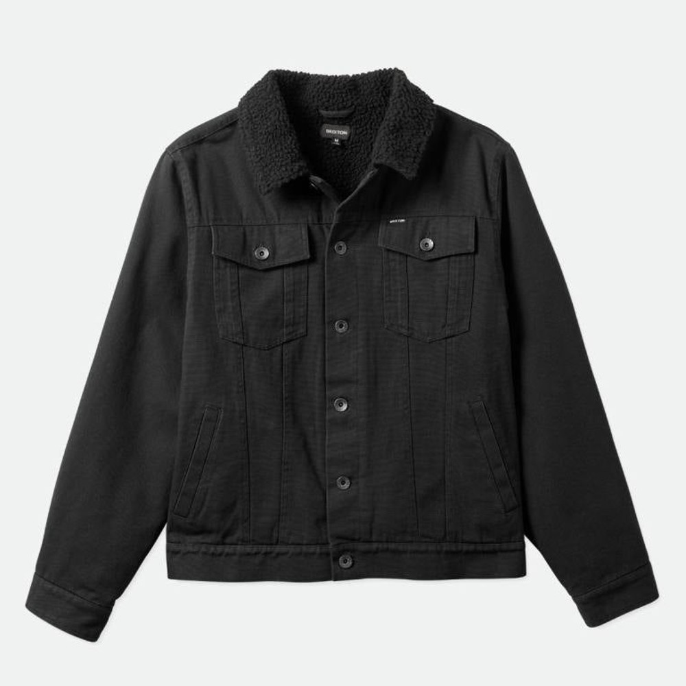 Flannel Lined Trucker Jacket - Black