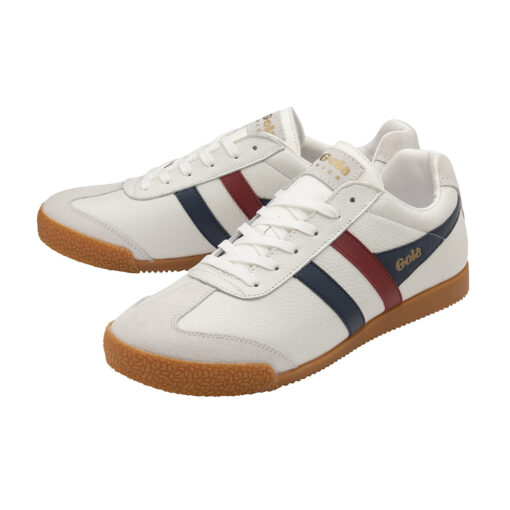 Gola - Harrier Leather Trainers White Navy Red Angle
