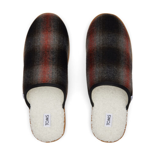 Toms Harbor Slipper Abstract Plaid Red Above