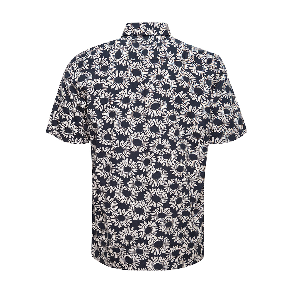 Casual Friday – Anton Flower Print Short Sleeve Shirt Dark Navy